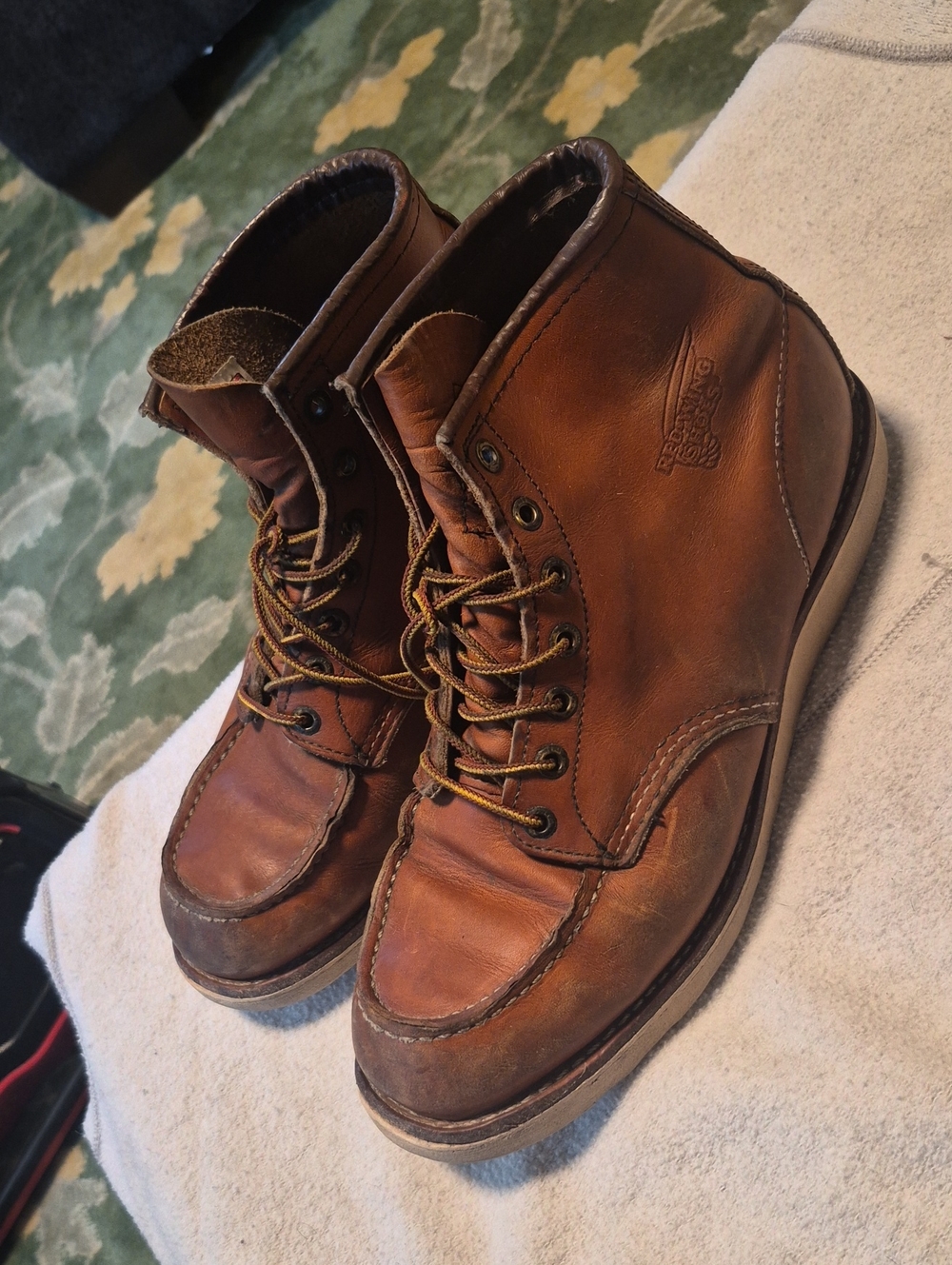 Red Wing Shoes Brown Leather Moc Toe Lace-Up Boots